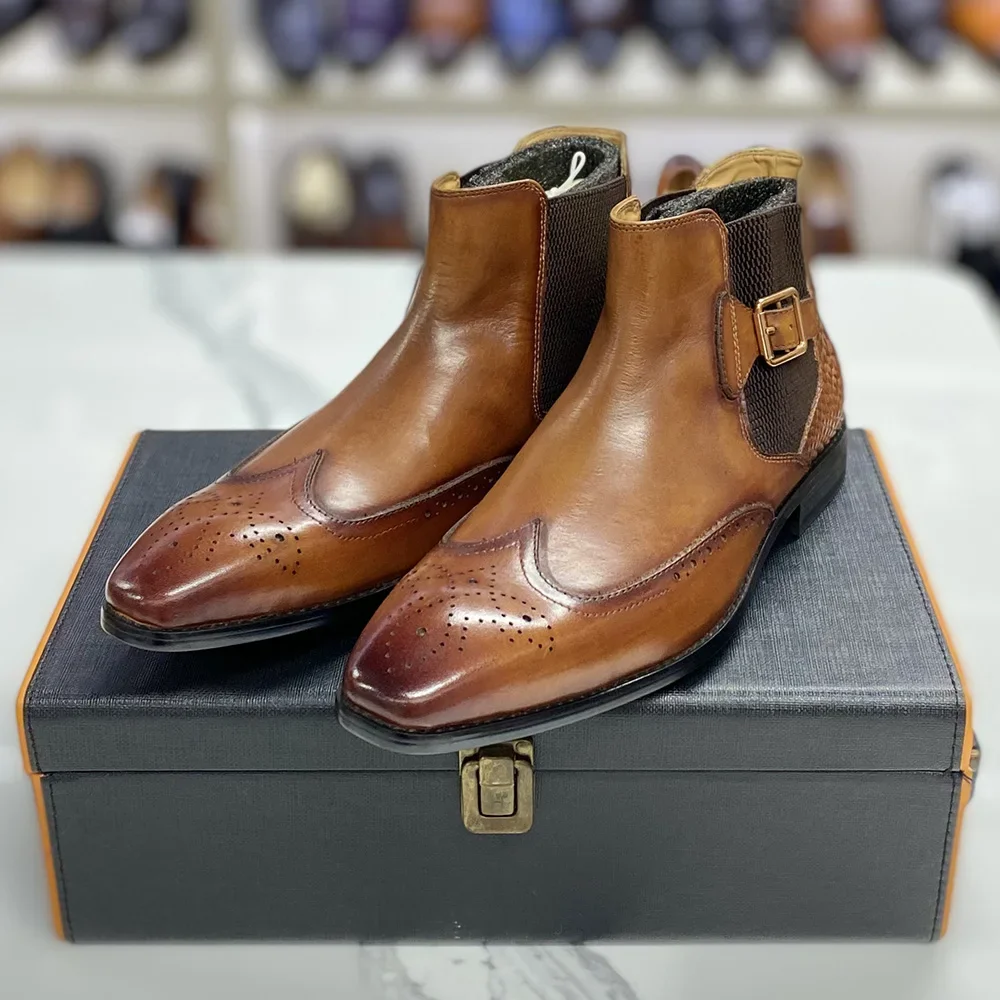 Men Formal Wear With Boots - Nam Mắt Cá Chân Giày Slip