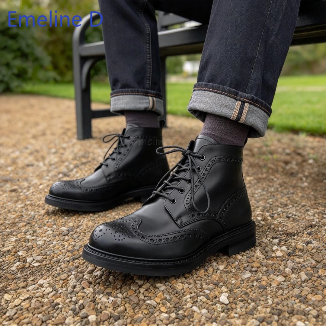 Men Brogue Ankle Boots Genuine - đánh giá và giá Formal Men Daily Wear Footwear