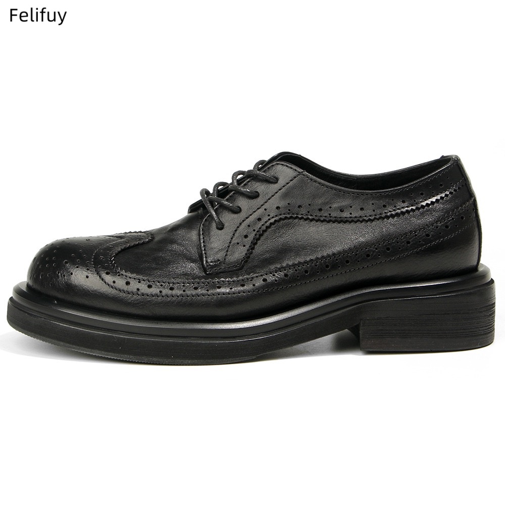 Black Derby shoes Vintage carv - đánh giá và giá Men Formal Wear All Black
