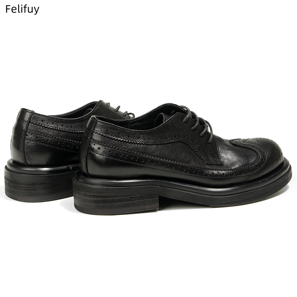 Black Derby shoes Vintage carv - đánh giá và giá Men Formal Wear All Black