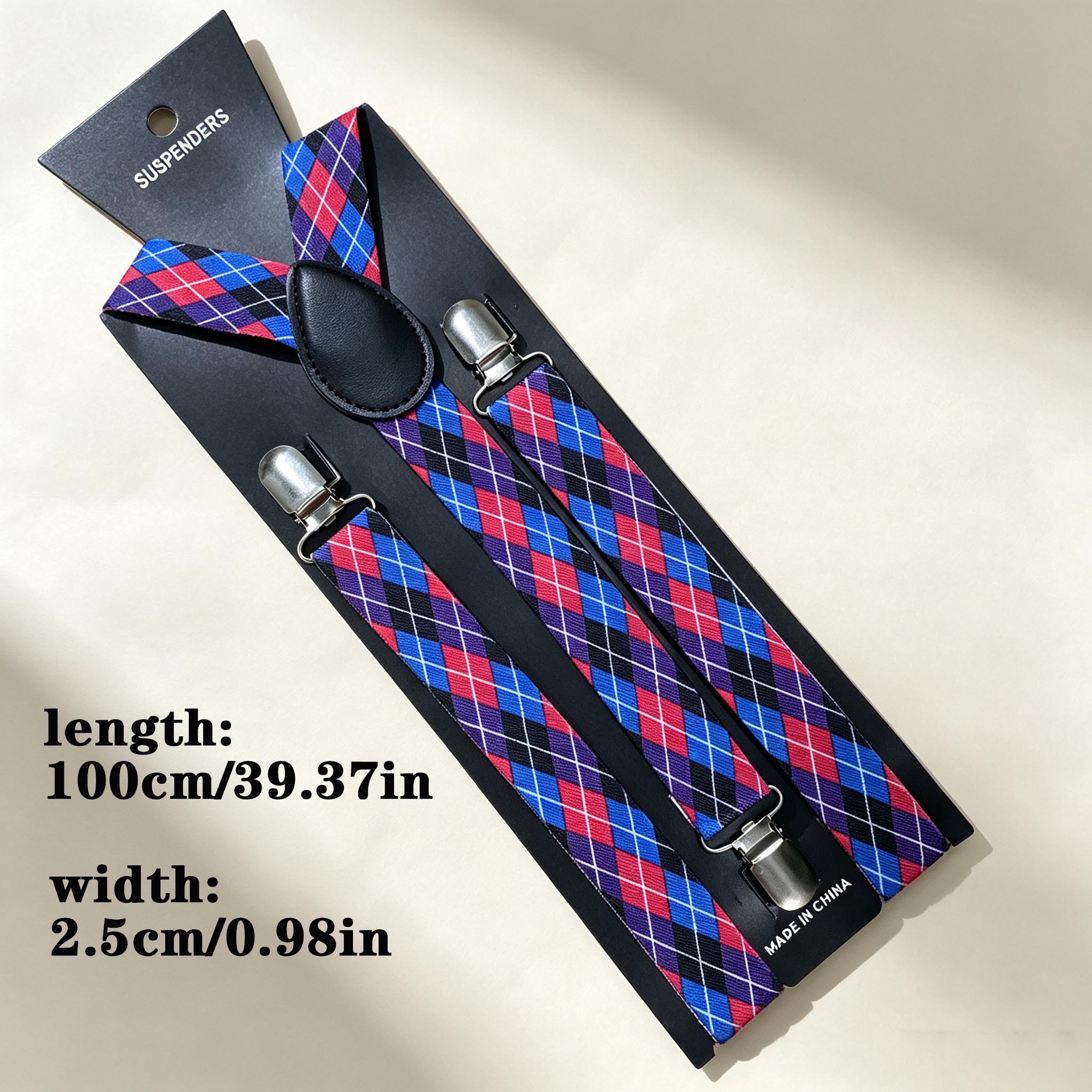 Purple Diamond Pattern Retro M - đánh giá và giá Men'S Formal Wear With Suspenders