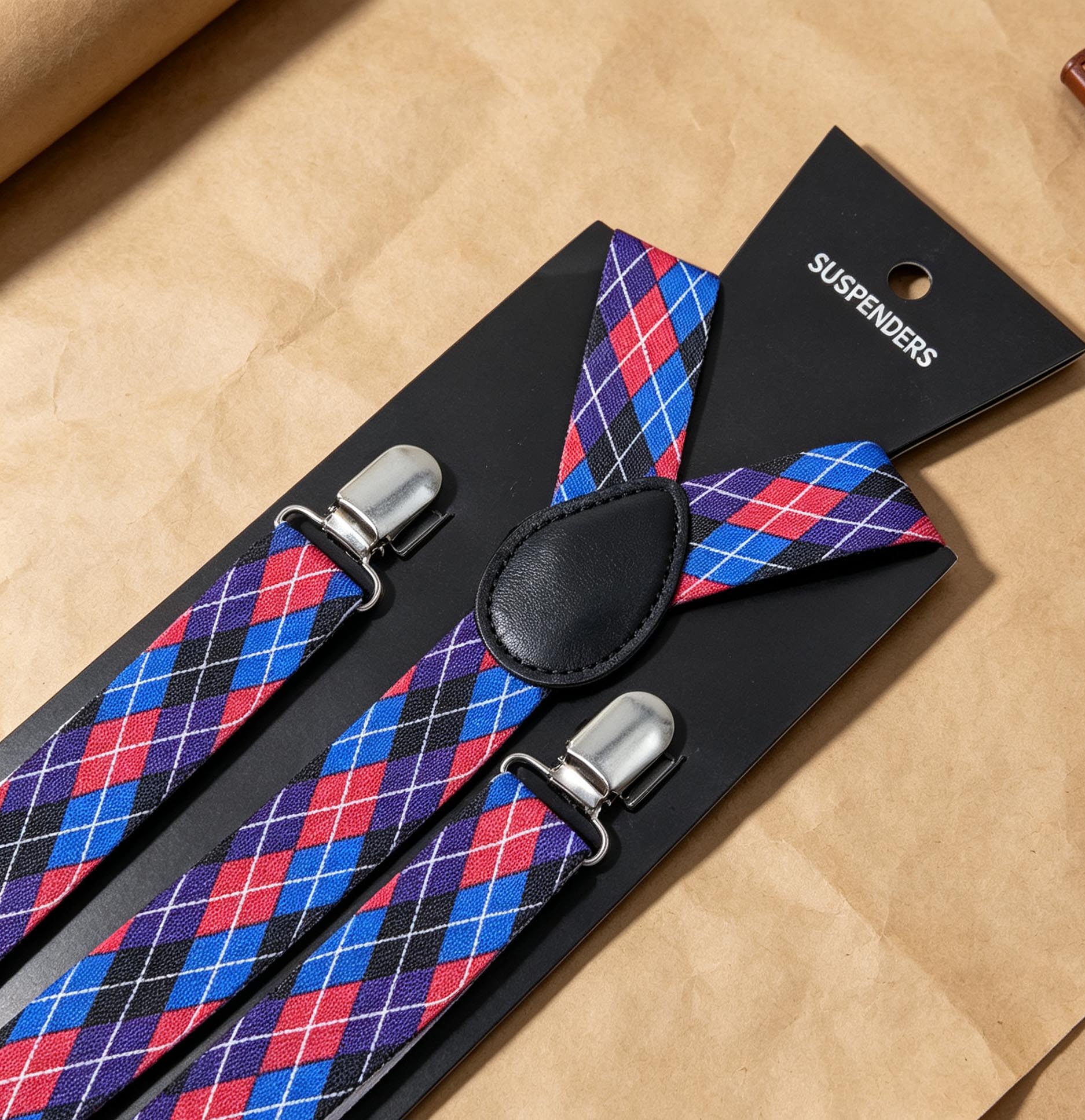 Purple Diamond Pattern Retro M - đánh giá và giá Men'S Formal Wear With Suspenders