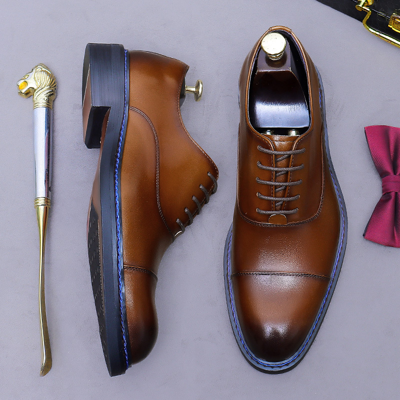 Cognac Cap-Toe Oxfords Genuine - đánh giá và giá Formal Men Daily Wear Footwear