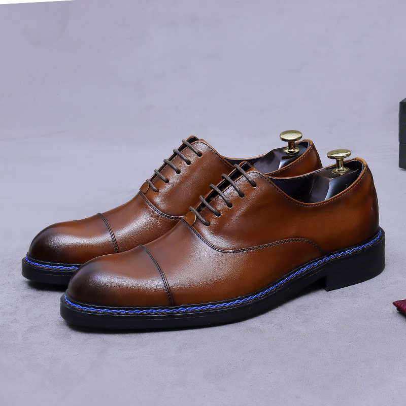 Cognac Cap-Toe Oxfords Genuine - đánh giá và giá Formal Men Daily Wear Footwear